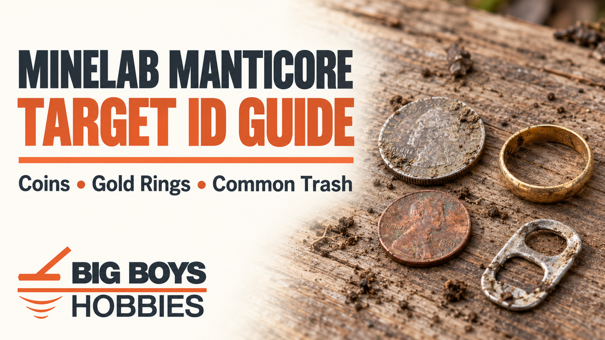 Minelab Manticore Target ID guide for coins, gold rings and common trash — Big Boys Hobbies.