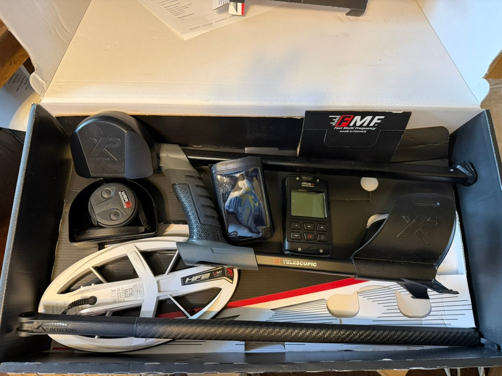 Used XP Gold Deus II Metal Detector with WSA Headphones & 9.5" HF Coil