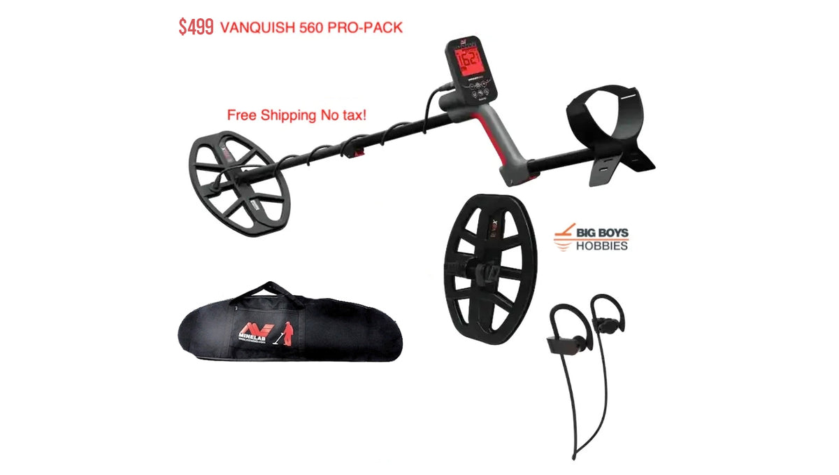 Minelab Vanquish 560 and Pro Pack metal detector bundles