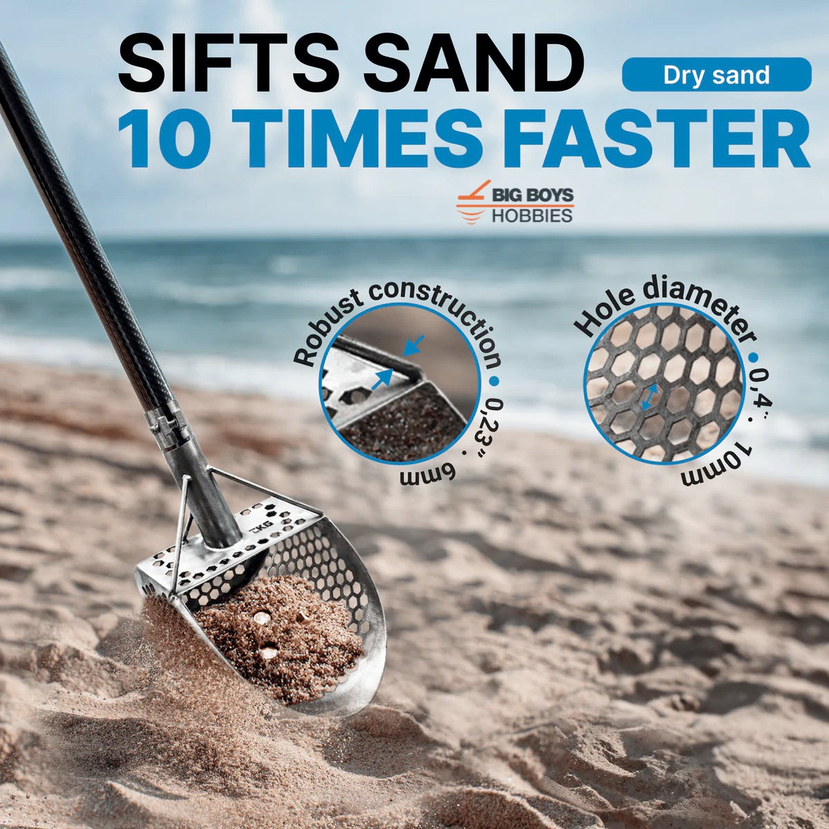 CKG 9x6 Stainless Steel Sand Scoop for Metal Detecting