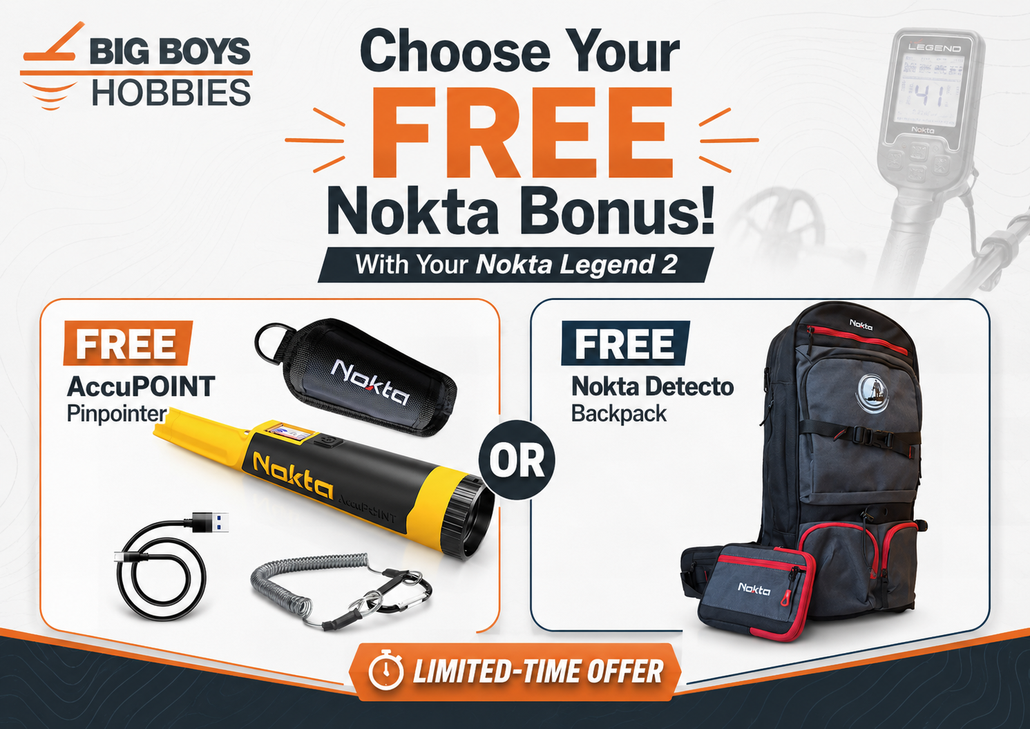Nokta Legend 2 Metal Detector – Free Accupoint or Detectobag | No Tax