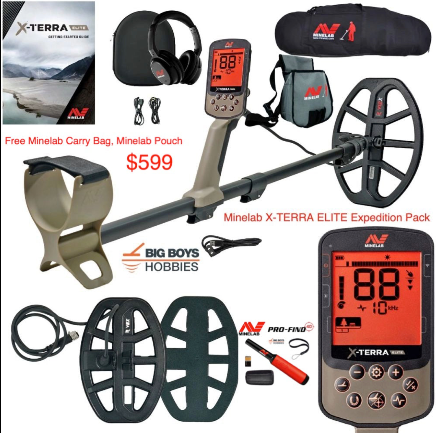Minelab X-TERRA ELITE or EXPEDITION PACK - Free Minelab Carry Bag and Pouch!
