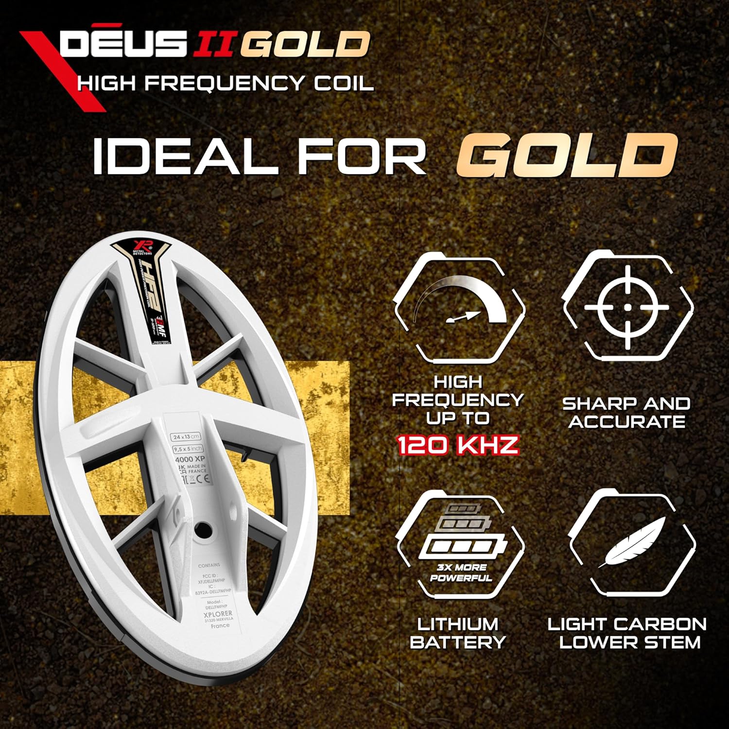 XP Deus II Gold Detector w/ 9.5” HF2 Coil + WSA ST Headphones - Free Shipping No Tax!