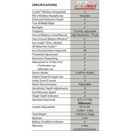 Garrett AT Max Metal Detector - Free shipping No Tax - Discounted Garrett Z-Lynk AT Pointer