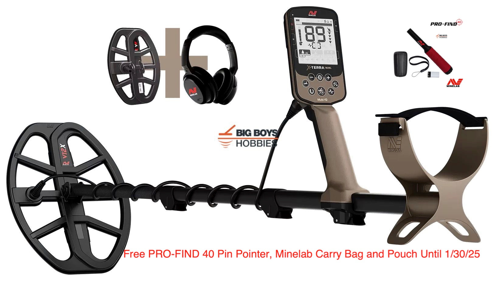 Minelab X-TERRA ELITE or EXPEDITION PACK - Free PRO-FIND 40 Pin Pointer, Minelab Carry Bag and Pouch!