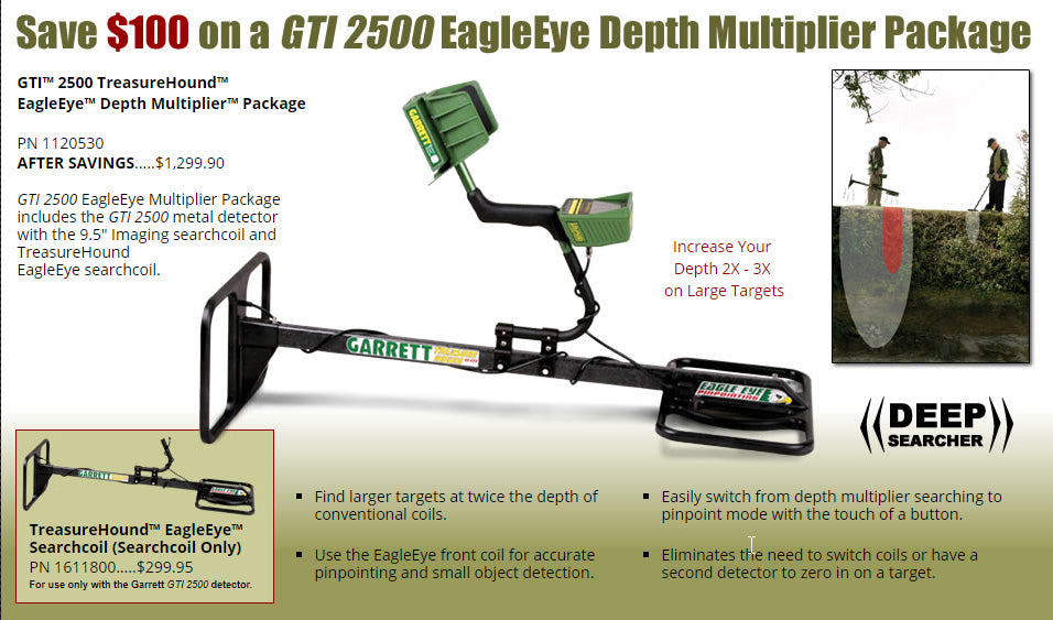 Garrett GTI 2500 Pro Package Metal Detector + Eagle Eye