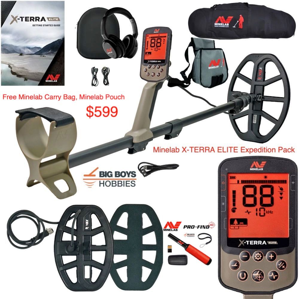 Minelab X-TERRA ELITE or EXPEDITION PACK - Free PRO-FIND 40 Pin Pointer, Minelab Carry Bag and Pouch!