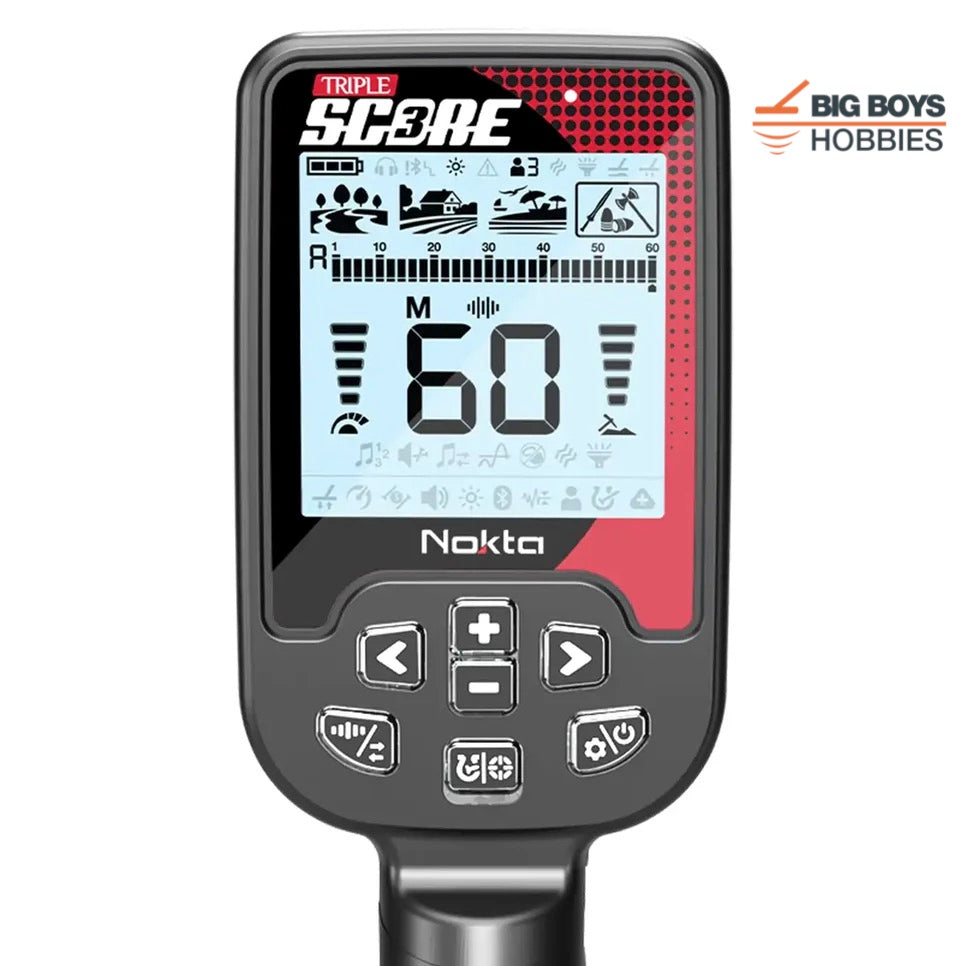 Nokta Triple Score Pro Pack control panel and LCD screen with target ID display