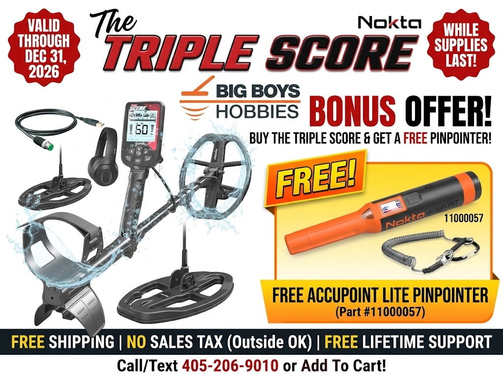 Nokta TRIPLE SCORE" featuring the free Nokta AccuPOINT Lite pinpointer