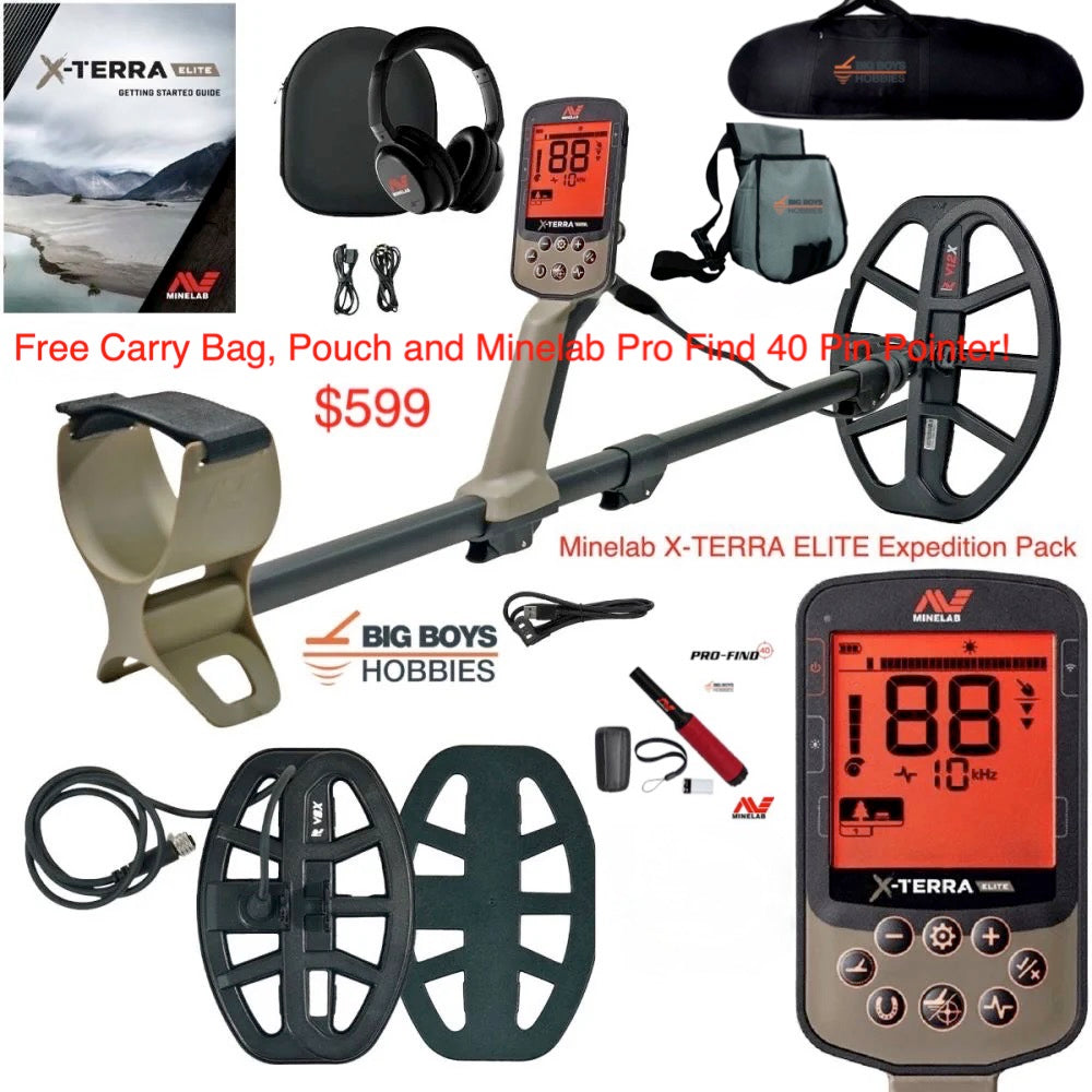 Minelab X-TERRA ELITE or EXPEDITION PACK - Free PRO-FIND 40 Pin Pointer, BBH Carry Bag and Pouch!
