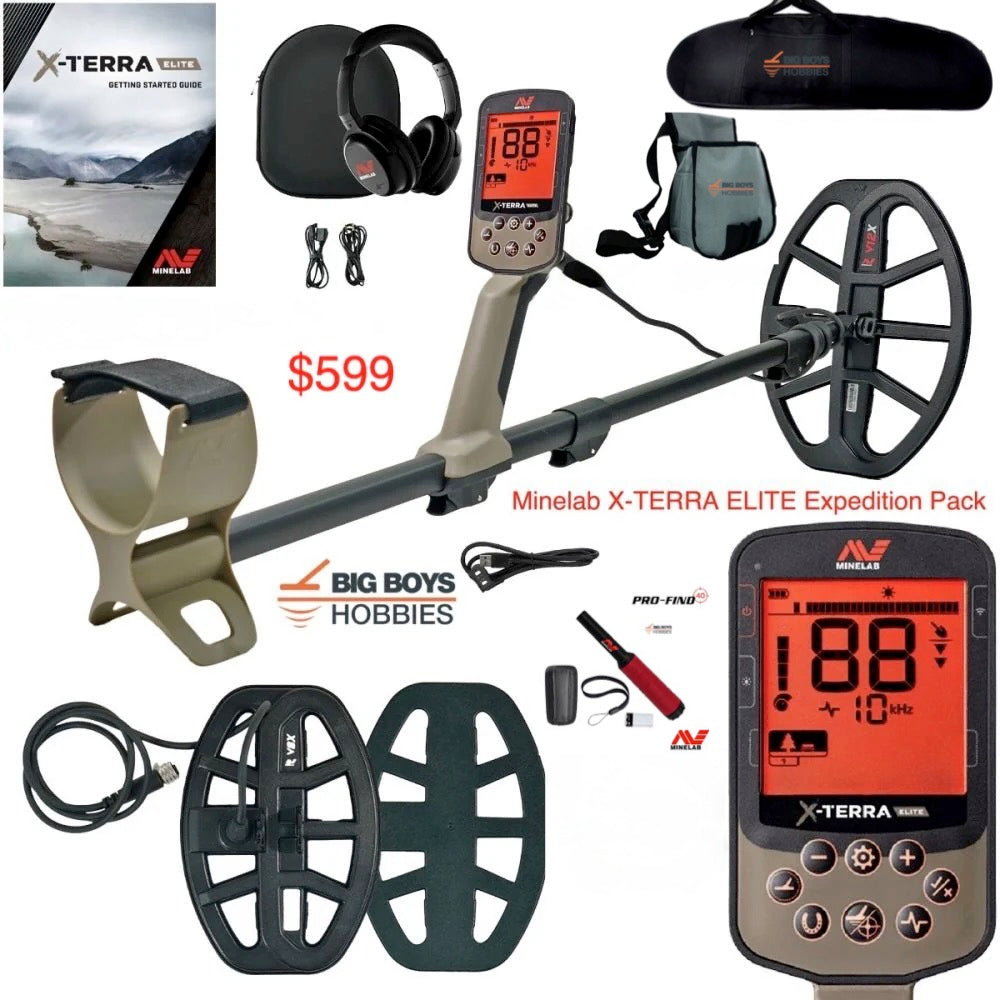 Minelab X-TERRA ELITE or EXPEDITION PACK - Free PRO-FIND 40 Pin Pointer, BBH Carry Bag and Pouch!